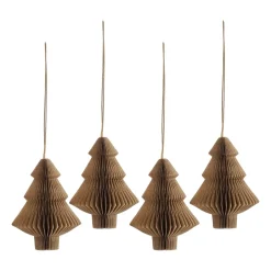 Clearance Scandi Living Set de 4 bolas de Navidad Tree, Crudo Beige