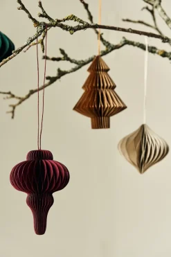 Clearance Scandi Living Set de 4 bolas de Navidad Tree, Crudo Beige