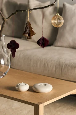 Clearance Scandi Living Set de 4 bolas de Navidad Tree, Crudo Beige