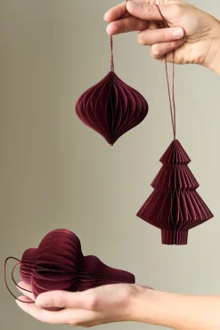 New Scandi Living Set de 4 bolas de Navidad Onion, Rojo
