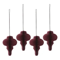 Hot Scandi Living Set de 4 bolas de Navidad Spira, Rojo