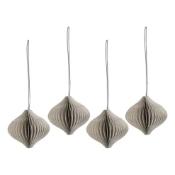 Discount Scandi Living Set de 4 bolas de Navidad Onion, Beige