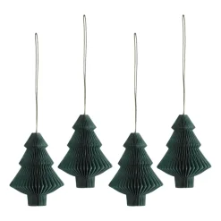 Scandi Living Set de 4 bolas de Navidad Tree, musgo Verde