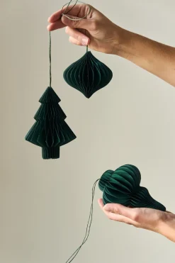 Scandi Living Set de 4 bolas de Navidad Tree, musgo Verde