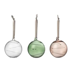 Hot Iittala Set de 3 bolas de vidrio Solboll Ø8 cm, Transparente-verde-lino Multi