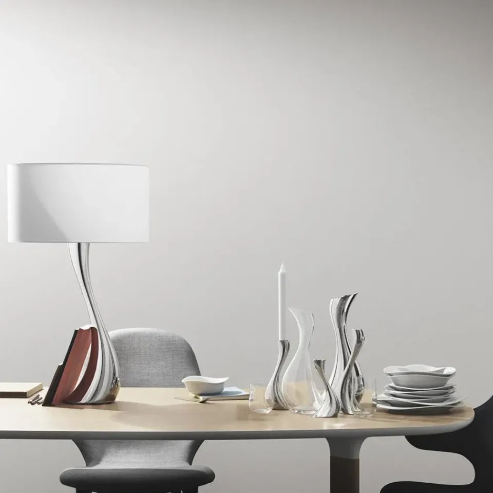 Clearance Georg Jensen Set de 2 candeleros Cobra, medianos, 20 cm GrisPlateado