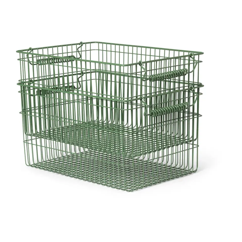 Sale Ferm Living Set de 2 cestas Cala apilables, Verdant green Verde
