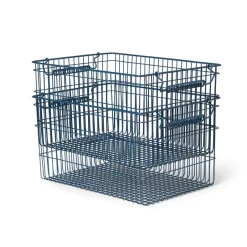 Outlet Ferm Living Set de 2 cestas Cala apilables, Dark blue Azul