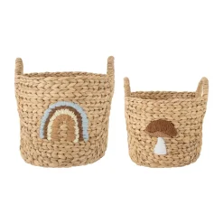 Sale Bloomingville Set de 2 cestas con asa Agnes, Arcoíris-seta BeigeMarrón