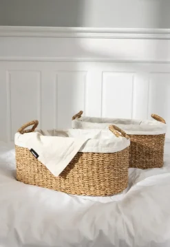 Humdakin Set de 2 cestas de colada bajas , Trenzada Beige