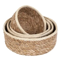 Hot Dixie Set de 4 cestas Emil algas marinas small, Natural-blanco BeigeBlanco
