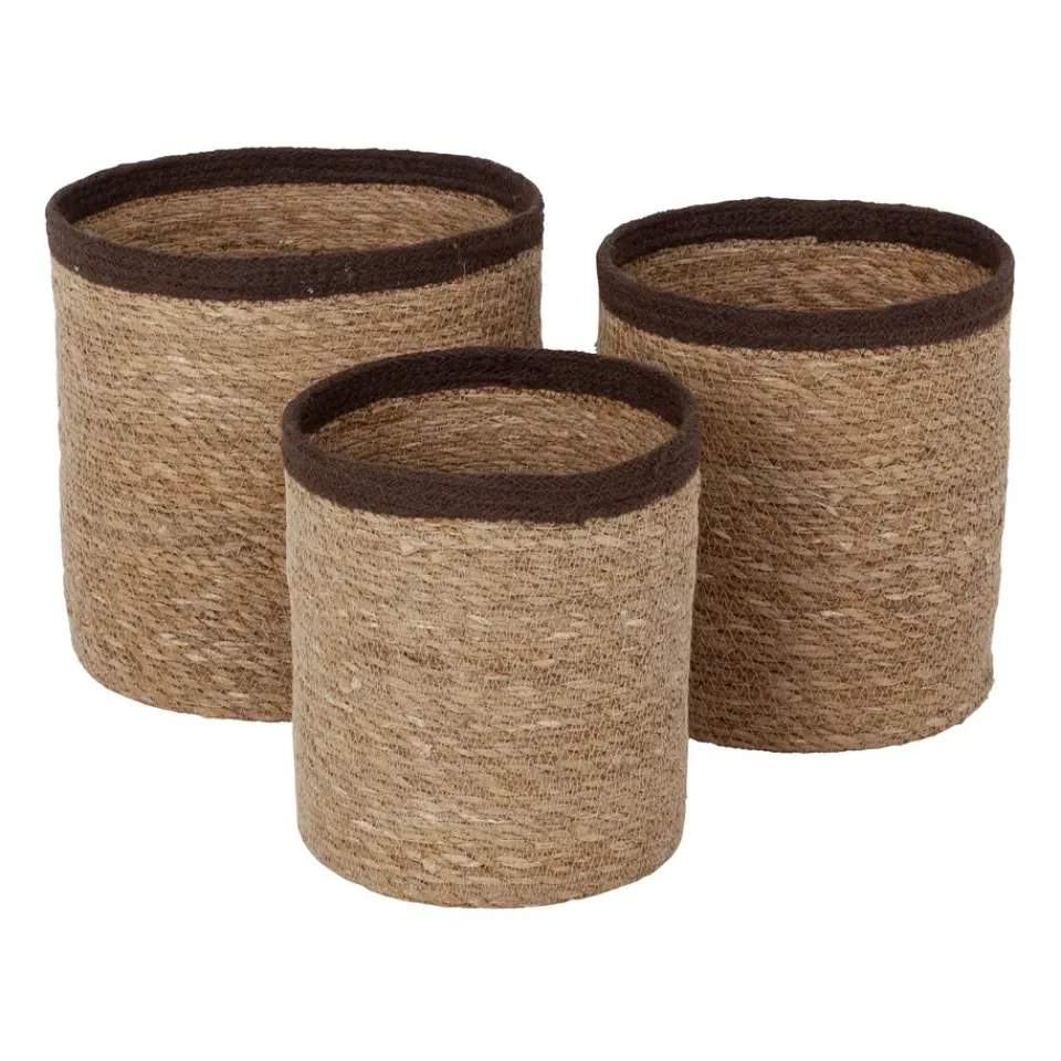 Clearance Dixie Set de 3 cestas Emil large, Natural-marrón BeigeMarrón