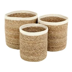Clearance Dixie Set de 3 cestas Emil small, natural- Blanco