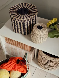 Broste Copenhagen Set de 3 cestas Lykke, Natural-green VerdeBeige