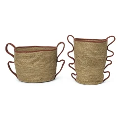 Sale Ferm Living Set de 2 cestas Verso, Brick BeigeRojo