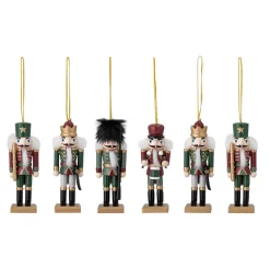 Bloomingville Set de 6 colgantes de navidad Nikita nötknäppare, verde Multi
