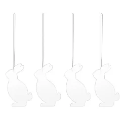 Sale Cooee Design Set de 4 colgantes de pascua Easter Deco liebre, White Blanco