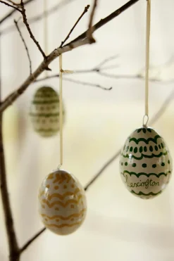 Discount Lexington Set de 2 colgantes de Pascua Easter Eggs in Papier Maché, Green-yellow VerdeAmarillo