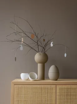 Hot Cooee Design Set de 4 colgantes de pascuaEaster Deco pájaro, Sand Gris