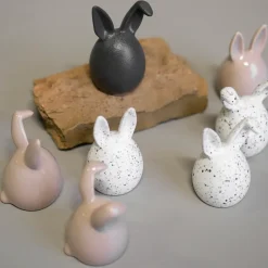 Discount DBKD Set de 3 conejos de pascua Triplets, White dot Blanco