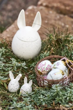 Discount DBKD Set de 3 conejos de pascua Triplets, White dot Blanco