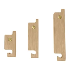 New Andersen Furniture Set de 3 ganchos Multi Hooks, Oak Marrón