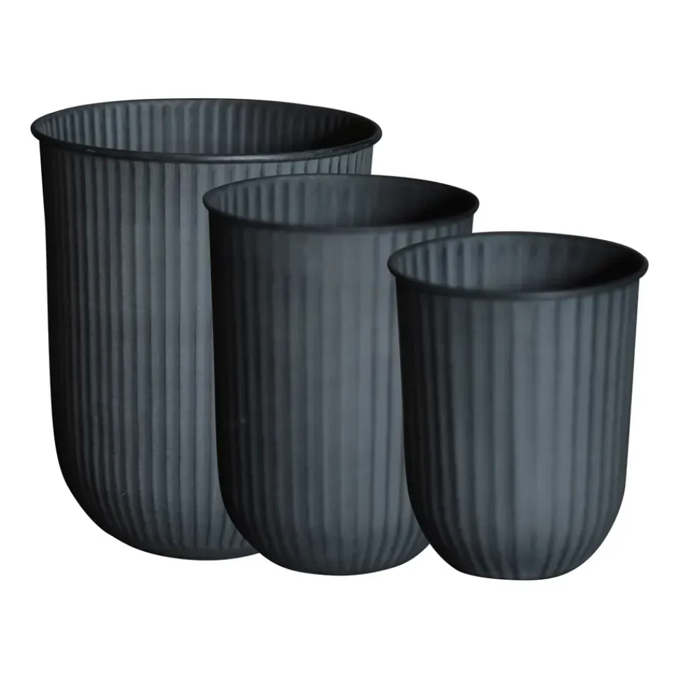 Outlet DBKD Set de 3 macetas Out stripe, Black Negro