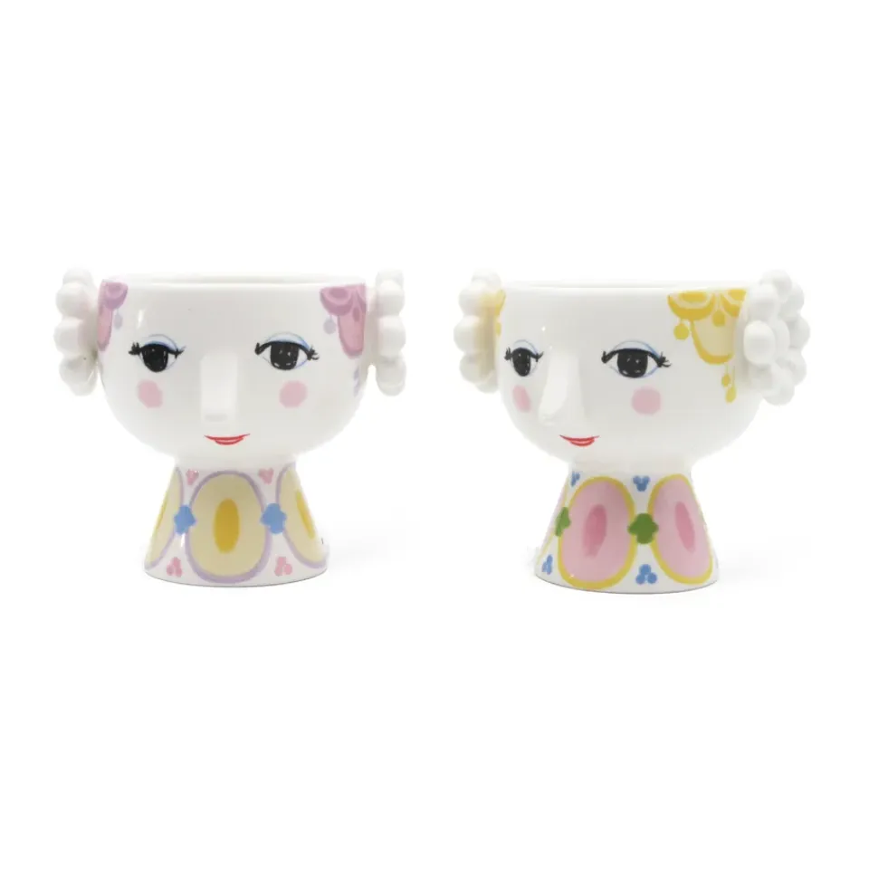 Discount Bjørn Wiinblad Set de 2 portavelas Eva Ø6,5 cm, Amarillo-lavanda AmarilloPúrpura