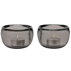 Hot Stelton Set de 2 portavelas Ora, Smoke Gris