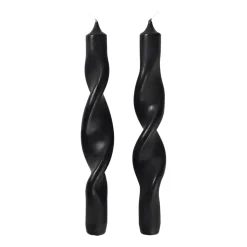 Discount Broste Copenhagen Set de 2 velas en espiral Twist twisted candles 23 cm, Simply black Negro