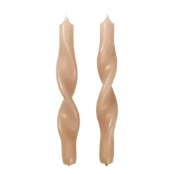 Hot Broste Copenhagen Set de 2 velas en espiral Twist twisted candles 23 cm, Walnut Beige