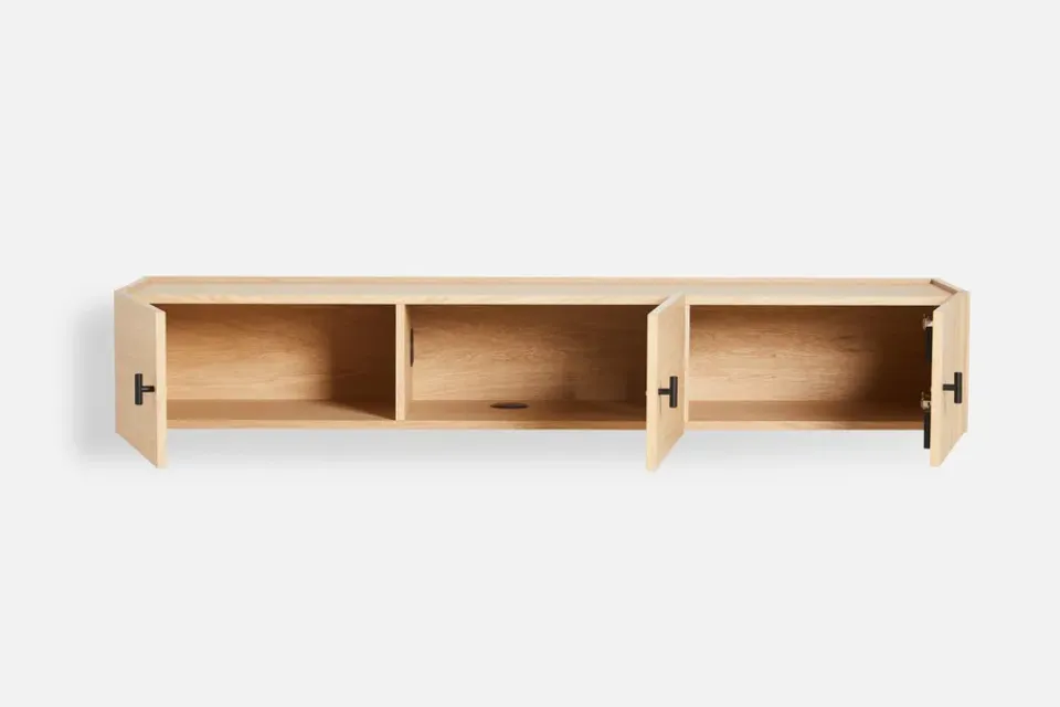 Best Woud Sideboard de pared Array, 150 cm, Roble pigmentado blanco BeigeNegro