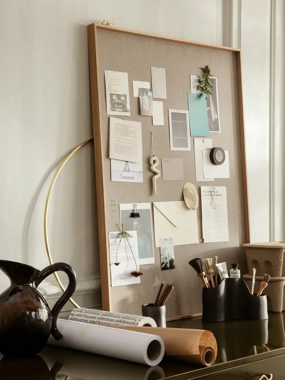 Hot Ferm Living Tablón de notas Scenery 75x100 cm, Natural Oak Beige