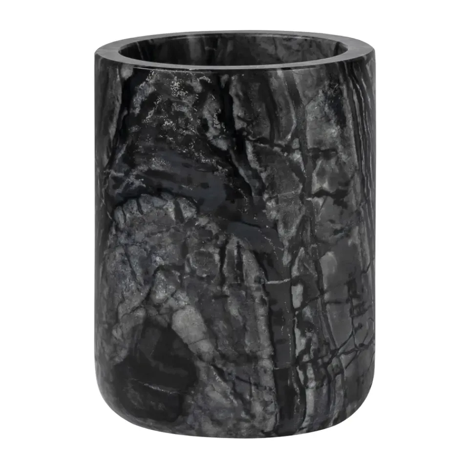 Hot Mette Ditmer Vaso portacepillos Marble 10 cm, Negro-gris NegroGris