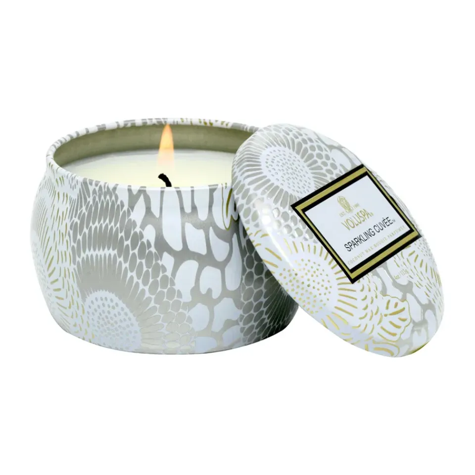 Hot Voluspa Vela aromática Japonica Mini Tin 25 horas, Sparkling Cuvée Blanco