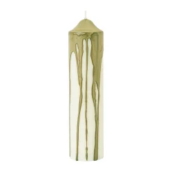 Discount Ferm Living Vela cilíndrica Dryp, Olive Green, 20 cm Verde