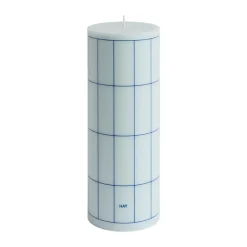 Hot HAY Vela gruesa Column Candle large 25 cm, Light blue-blue grid check Multi