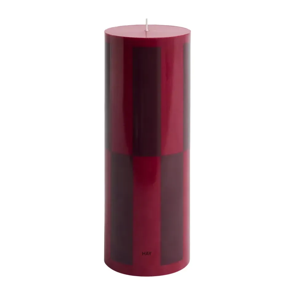 New HAY Vela gruesa Column Candle large 25 cm, Wine-bordeaux large check Multi