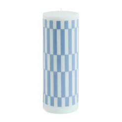 Discount HAY Vela gruesa Column Candle large 25 cm, Light blue-dusty blue check Azul