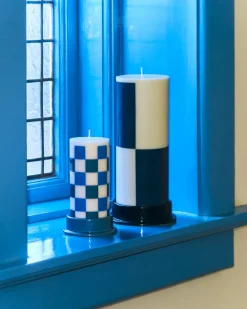 Discount HAY Vela gruesa Column Candle large 25 cm, Milky green-dark blue VerdeAzul