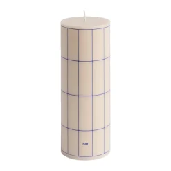 Sale HAY Vela gruesa Column Candle medium 20 cm, Off white-blue grid check Multi