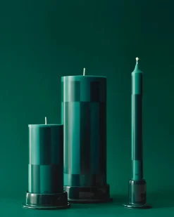 Outlet HAY Vela gruesa Column Candle small 15 cm, Green-dark green large check Multi