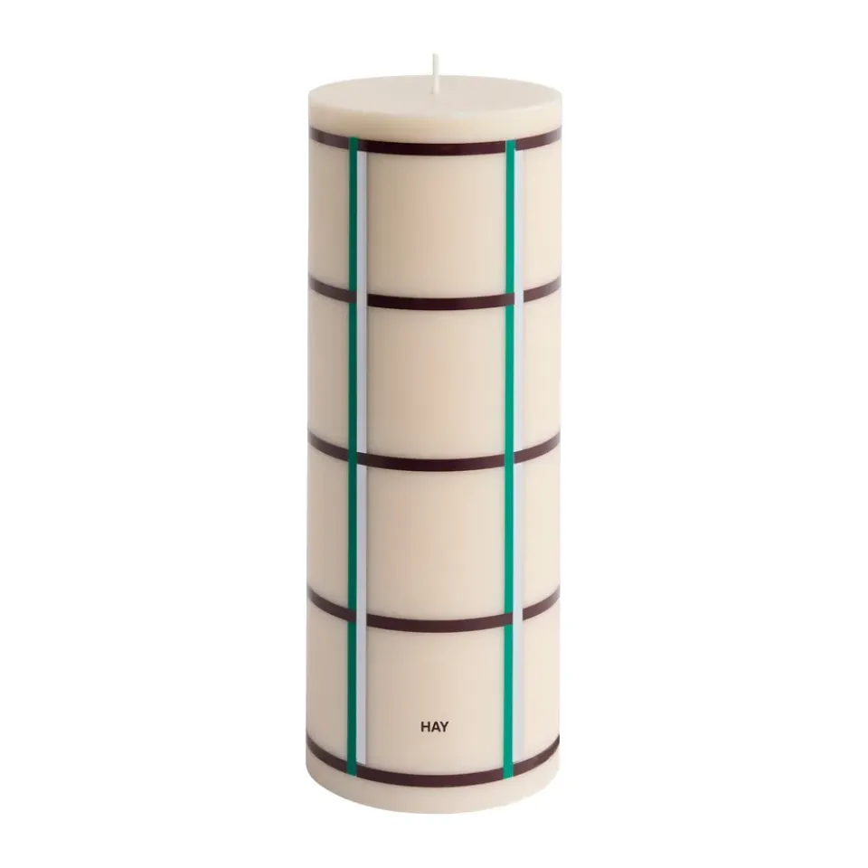 Clearance HAY Vela gruesa Column Candle large 25 cm, Off white-green bordeaux-silver Multi