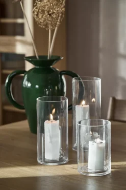 Scandi Essentials Vela gruesa Luminous Spider web, Ø6x15 cm Blanco