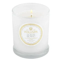 Outlet Voluspa Vela perfumada Classic Maison Blanc 60 horas, Suede Blanc Color doradoBlanco