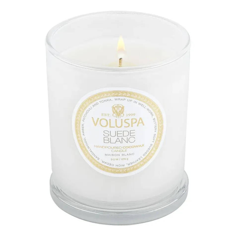 Outlet Voluspa Vela perfumada Classic Maison Blanc 60 horas, Suede Blanc Color doradoBlanco