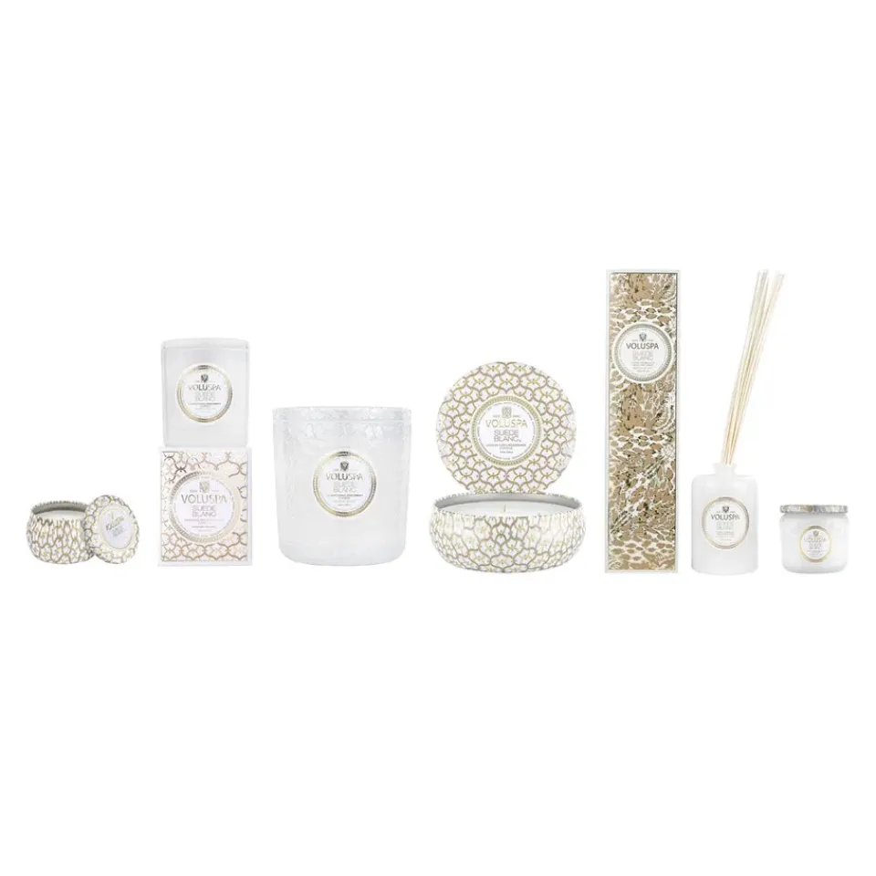 Outlet Voluspa Vela perfumada Classic Maison Blanc 60 horas, Suede Blanc Color doradoBlanco