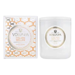 Voluspa Vela perfumada Classic Maison Blanc 60 horas, Italian Bellini Color doradoBlanco