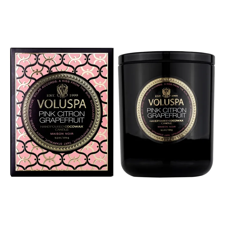 New Voluspa Vela perfumada Classic Maison Noir 60 horas, Pink Citron Grapefruit Color doradoNegro