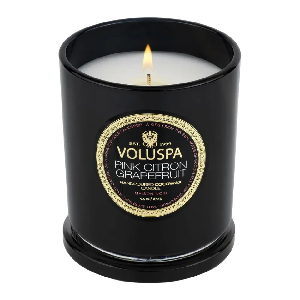 New Voluspa Vela perfumada Classic Maison Noir 60 horas, Pink Citron Grapefruit Color doradoNegro